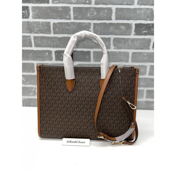 Michael Kors mirella tote medium tote bag MK signature purse brown multi - Picture 4 of 9